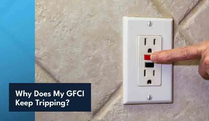 GFCI electrical outlet repeatedly tripping and being reset by a homeowner.